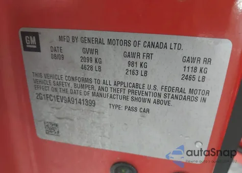 2010 Chevrolet Camaro 2Lt z USA, uszkodzony, nr VIN 2G1FC1EV9A9141399